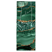 Emerald Green Gold Custom Naam Wijn Gift Bag Wijn Cadeautas (Voorkant)