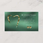 Emerald Green & Gold Dentist Carte de visite (Dos)