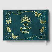 Emerald Green Gold Elegant Butterfly Quinceañera (Verso)
