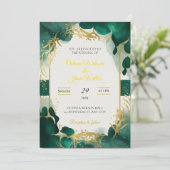 Emerald Green & Gold Elegant Wedding Invitation (Debout devant)