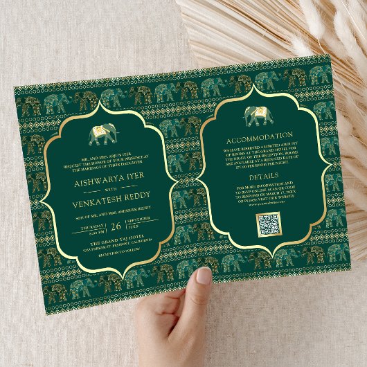 Emerald Green Gold Elephant Indiase bruiloft