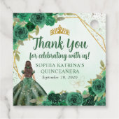 Emerald Green Gold Floral Princess Crown Dank u Bedankjes Labels (Achterkant)
