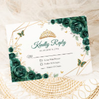 Emerald Green Gold Floral Quinceanera Reageer