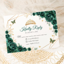 Emerald Green Gold Floral Quinceanera Reageer