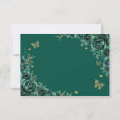 Emerald Green Gold Floral Quinceanera Réponse (Dos)
