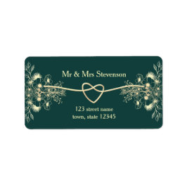 Emerald Green Gold Floral Return-adres Etiket
