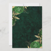 Emerald Green Gold Floral Wedding Kaart (Achterkant)