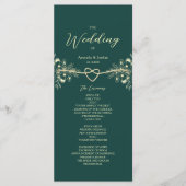 Emerald Green Gold Floral Wedding Programma (Voorkant)