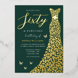 Emerald Green Gold Foil 60e verjaardag Folie Uitnodiging