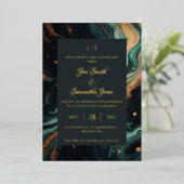 Emerald green gold folie uitnodiging (Staand Voorkant)