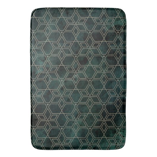 Emerald Green Gold Geometric Pattern Badmat (Voorkant Verticaal)