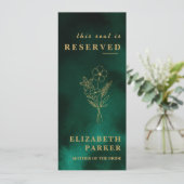 Emerald Green & Gold Gereserveerde Zitplaatsen Tro Kaart (Staand voorkant)