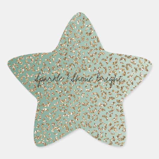 Emerald Green Gold Glam Glitter Leopard Print Ster Sticker (Voorkant)