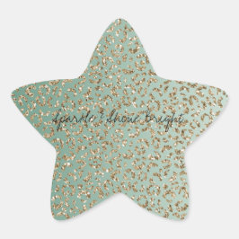 Emerald Green Gold Glam Glitter Leopard Print Ster Sticker