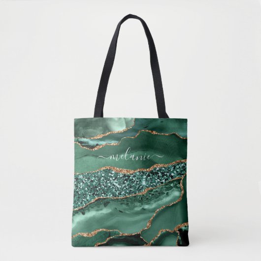 Emerald Green Gold Glitter Canvas tas Aangepaste n (Voorkant)