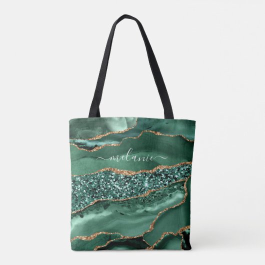 Emerald Green Gold Glitter Canvas tas Aangepaste n (Achterkant)