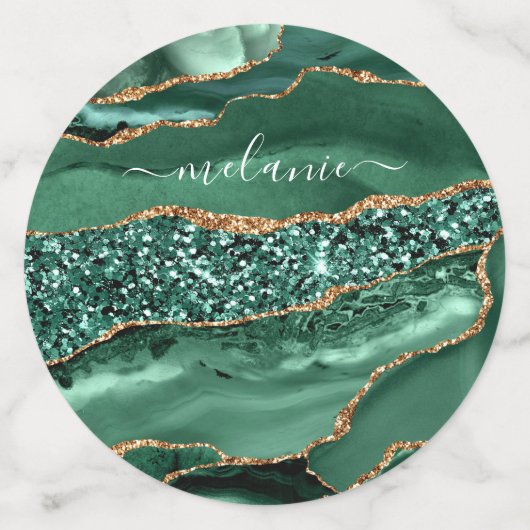 Emerald Green Gold Glitter Confetti Custom Name (Grote achterkant)