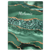Emerald Green Gold Glitter Custom Naam Klembord (Achterkant)