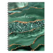 Emerald Green Gold Glitter Custom Name Notitieboek (Voorkant)