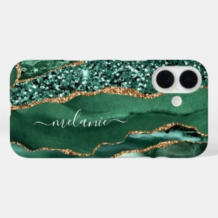 Emerald Green Gold Glitter iPhone Case Aangepaste