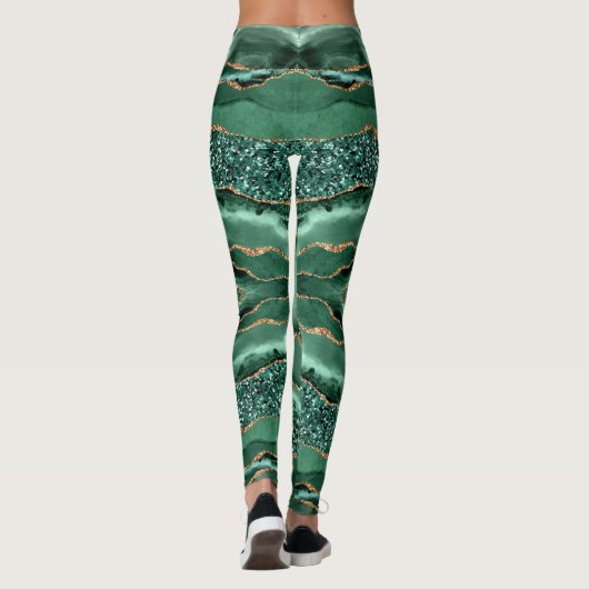 Emerald Green Gold Glitter Leggings (Achterkant)