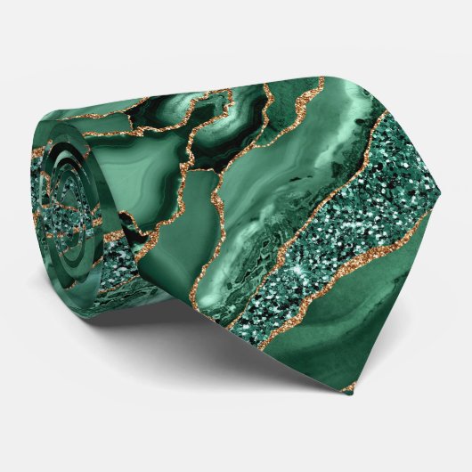 Emerald Green Gold Glitter Sparkly Stropdas (Opgerold)