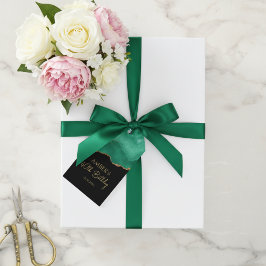 Emerald Green Gold Glitter Watercolor Marble Cadeaulabel