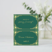 Emerald Green Gold Imprimé Nom Mariage Carte Place (Debout devant)