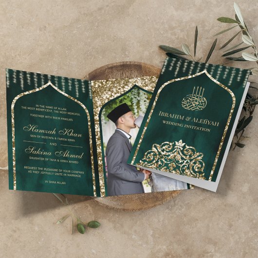 Emerald Green  Gold Islamic Arch Wedding