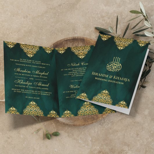 Emerald Green Gold Islamic Motif Muslim Wedding