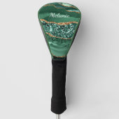 Emerald Green Gold Jouw naam Golf Head Hoesje Gift Golfheadcover (Voorkant)