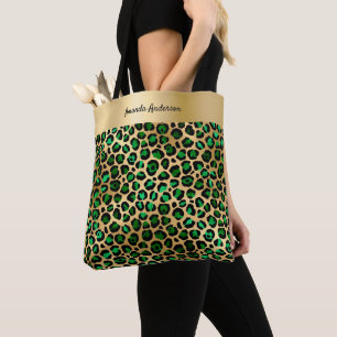 Emerald green gold leopard patroonnaam draagtas