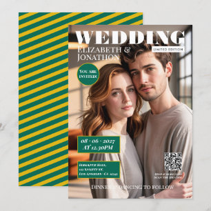 Emerald Green & Gold Magazine Trouwfoto Kaart