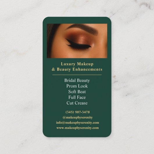 Emerald Green Gold Makeup Artist QR Code Beauty Visitekaartje (Achterkant)