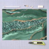 Emerald Green Gold Marble Custom Name Tissue Paper Tissuepapier (Craft)