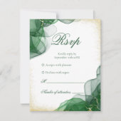 Emerald Green Gold Marble White Wedding RSVP Card (Devant)