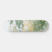 Emerald Green & Gold Marble Zee Ocean Waves Skateboard (Horizontaal)
