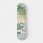 Emerald Green & Gold Marble Zee Ocean Waves Skateboard (Voorkant)