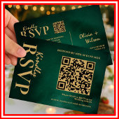 Emerald Green & Gold Mariage QR Code RSVP