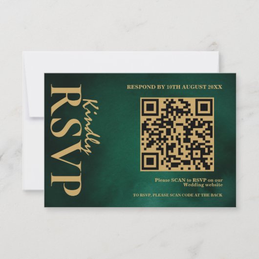 Emerald Green & Gold Mariage QR Code RSVP (Devant)