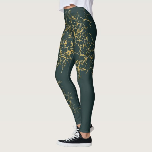 Emerald Green Gold Modern Abstract Leggings (Links)
