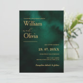 Emerald Green & Gold Modern Elegant PHOTO Wedding Kaart (Staand voorkant)