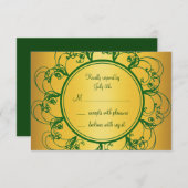 Emerald Green & Gold Monogram RSVP (Devant / Derrière)