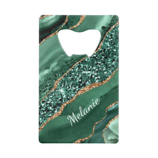 Emerald Green Gold Nom personnalisé Bottle Opener (Devant)