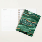 Emerald Green Gold Planner avec nom personnalisé (Devant avec enveloppe)
