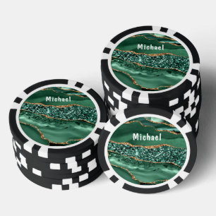 Emerald Green Gold Poker Chips met aangepaste naam