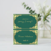 Emerald Green Gold Printed Name Wedding Place Card (Staand voorkant)
