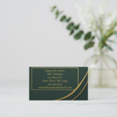 Emerald Green & Gold QR Code Carte de visite (Debout devant)