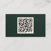 Emerald Green & Gold QR Code Carte de visite (Dos)