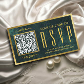 Emerald Green Gold QR Code RSVP Weddenschap Websit Informatiekaartje